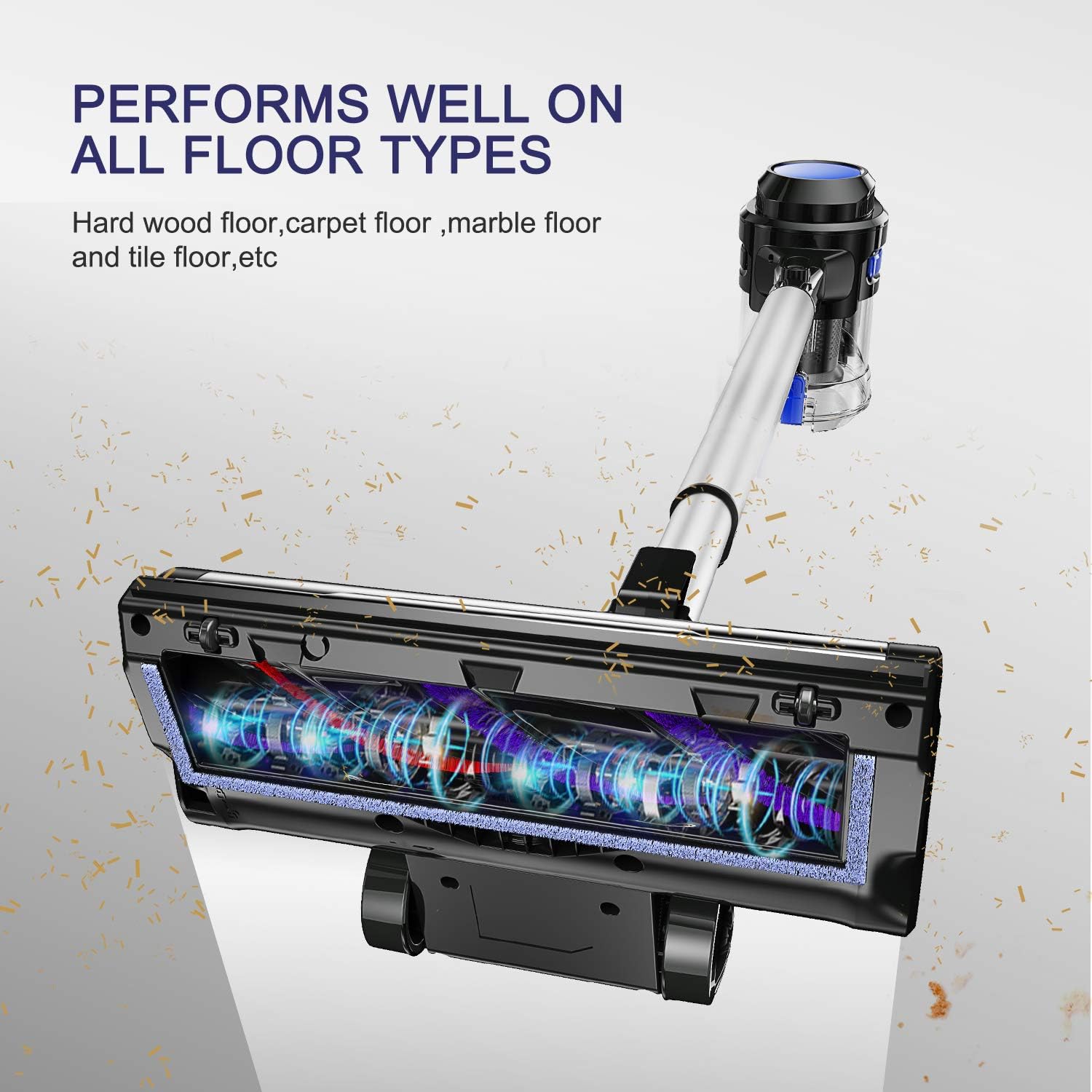 MOOSOO Cordless Vacuum, 4 in 1 Powerful Suction Stick Vacuum Cleaner 1.3L Capacity for Home Hard Floor Carpet Car Pet Lightweight XL-618A -