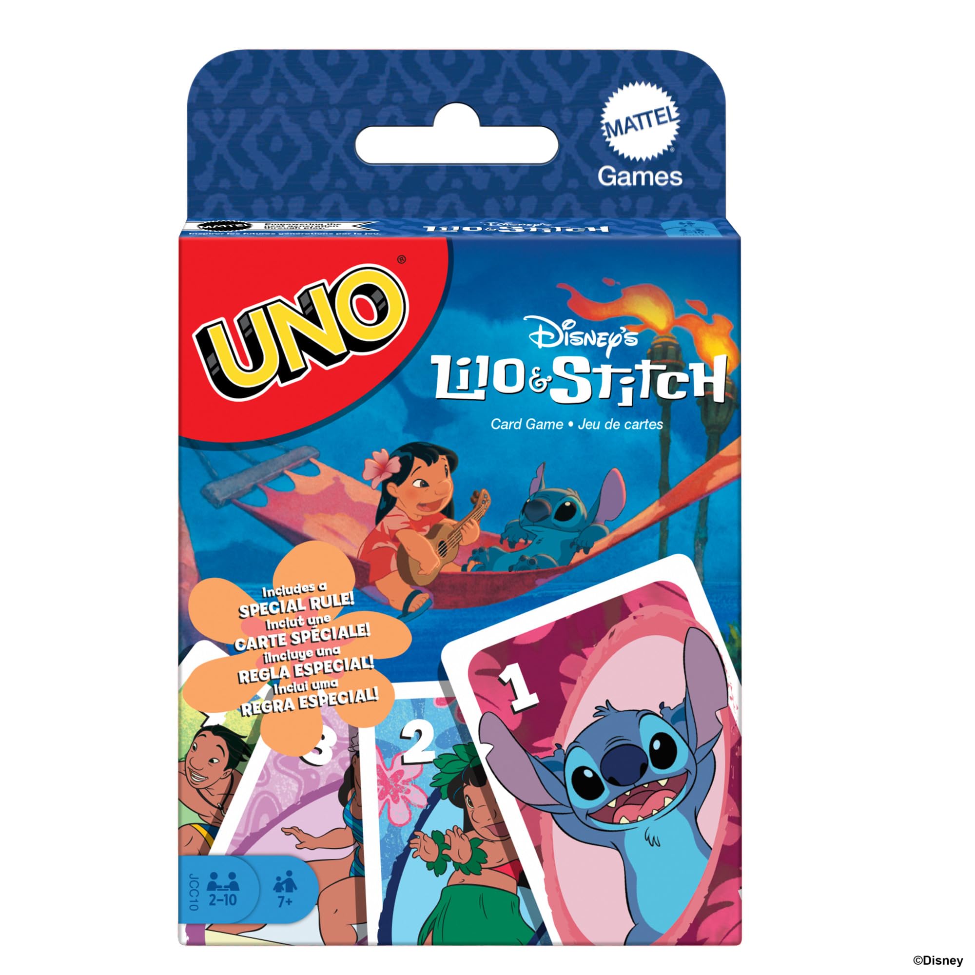 Mattel Games UNO Disney’s Lilo and Stitch Card Game for Kids, Adults & Family with Deck & Special Rule Inspired by the Movie, JCC10