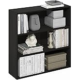 Furinno PASIR Book Shelf, 3-Tier Bookshelf, Bookcase with Open Shelf, 9.3 x 31.3 x 31.5, for Living Room, Bedroom, Home Office, Espresso