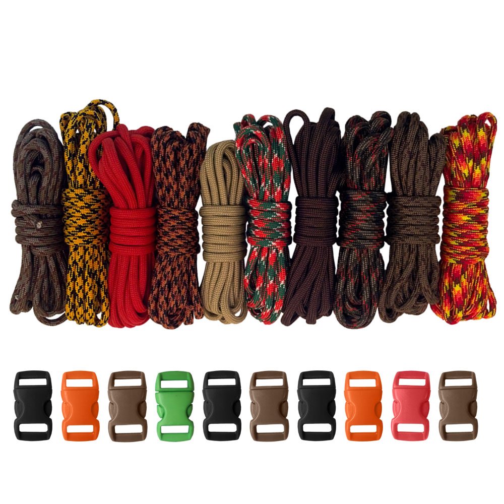 PARACORD PLANET 550Lb Type Iii Paracord Combo Crafting Kits With Buckles Autumn