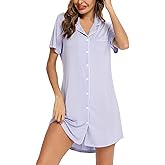 Senert Nightgowns for Women Short/Long Sleeve Sleep Shirt Button Down Night Gowns Maternity Pajamas Nursing Dress Sleepwear