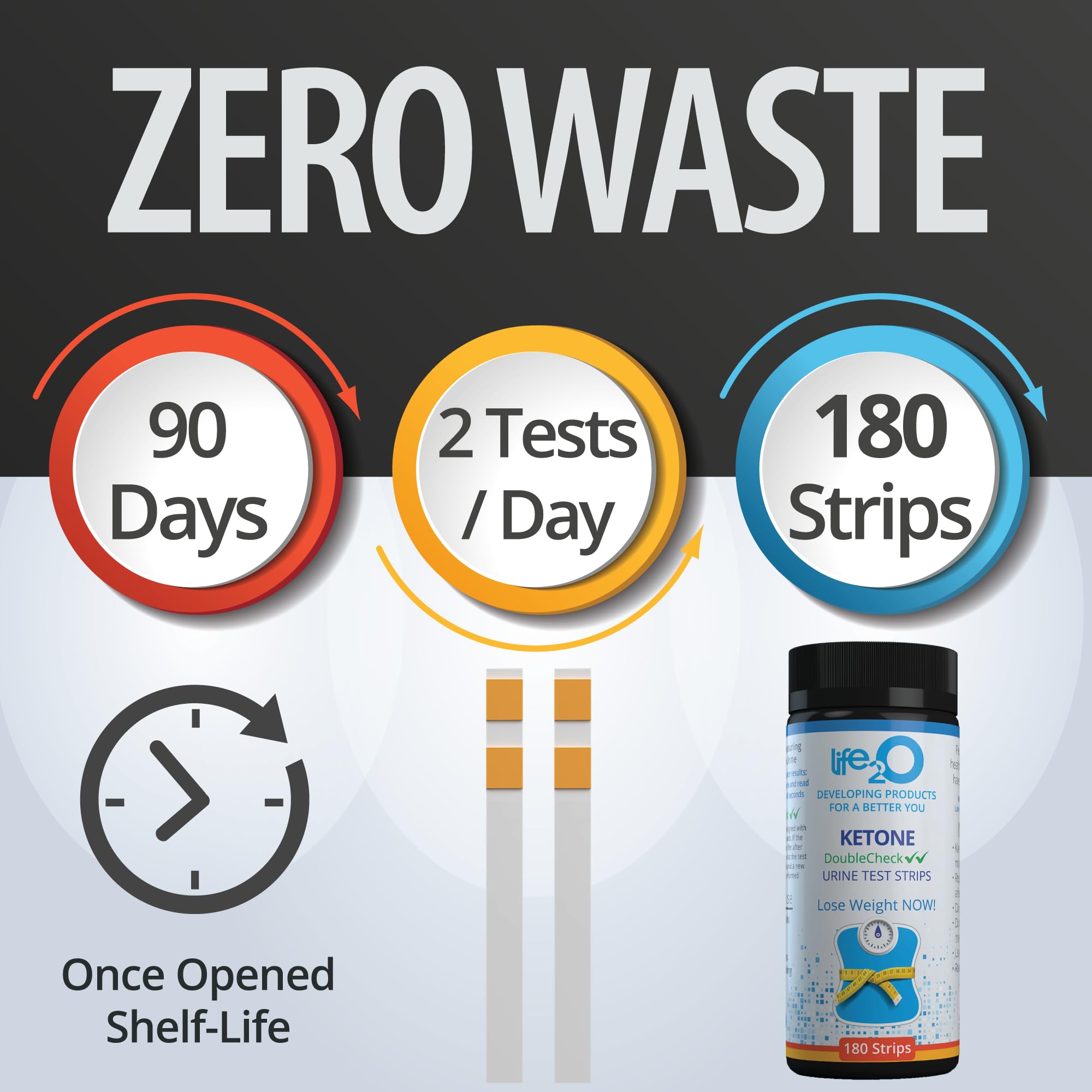 DoubleCheck Ketone Test Strips 180ct, 50x More Dependable Keto Test, Ketosis Test Strips for Urine, Ketones Urinalysis Urine Test Strip for Ketogenic, Low-Carb, Paleo & Atkins Diets