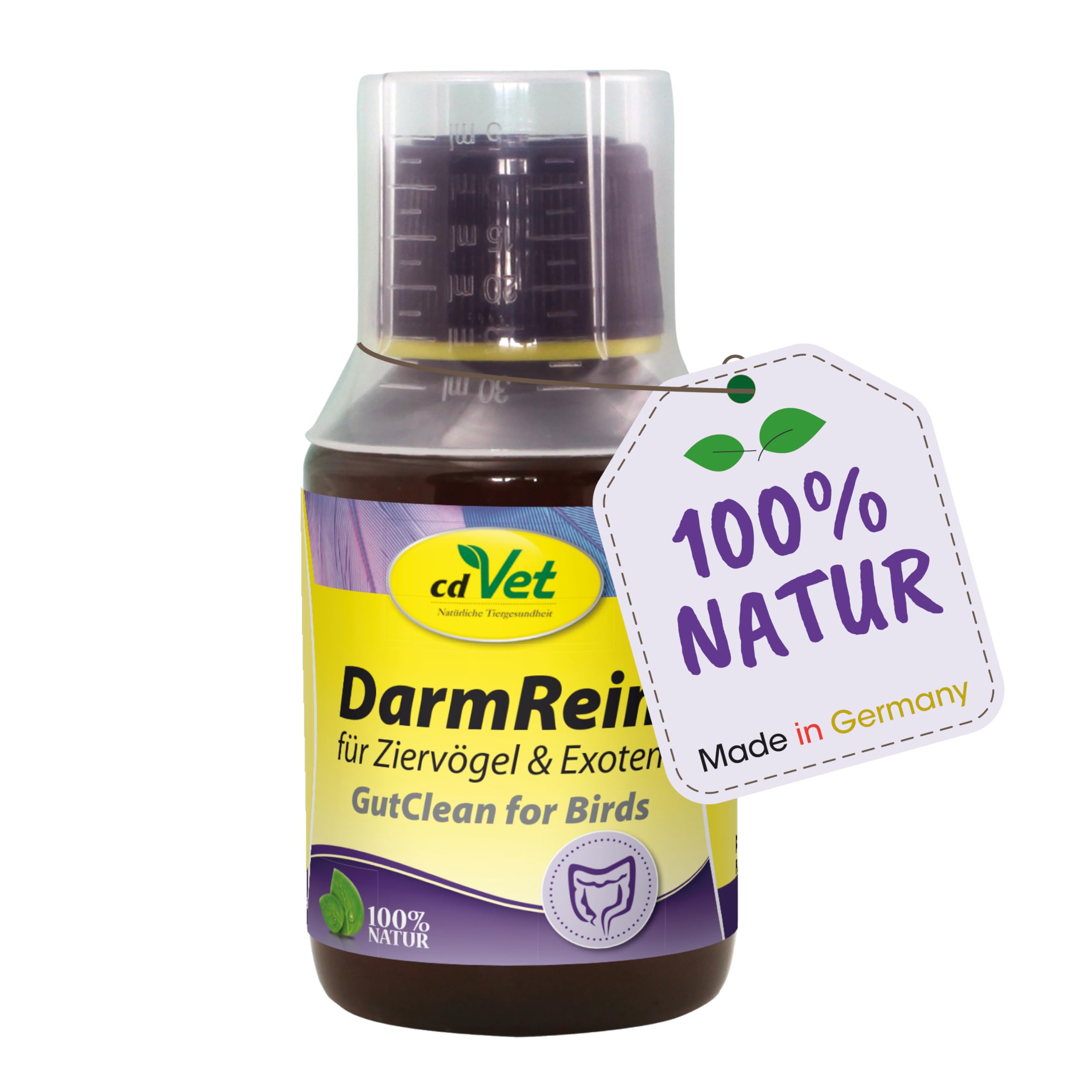 cdVet Naturprodukte GutClean for Ornamental birds & exotics 100 ml - liquid nutritional supplement - support of feed intake + digestion + intestinal flora - indigestion - bowel problems -