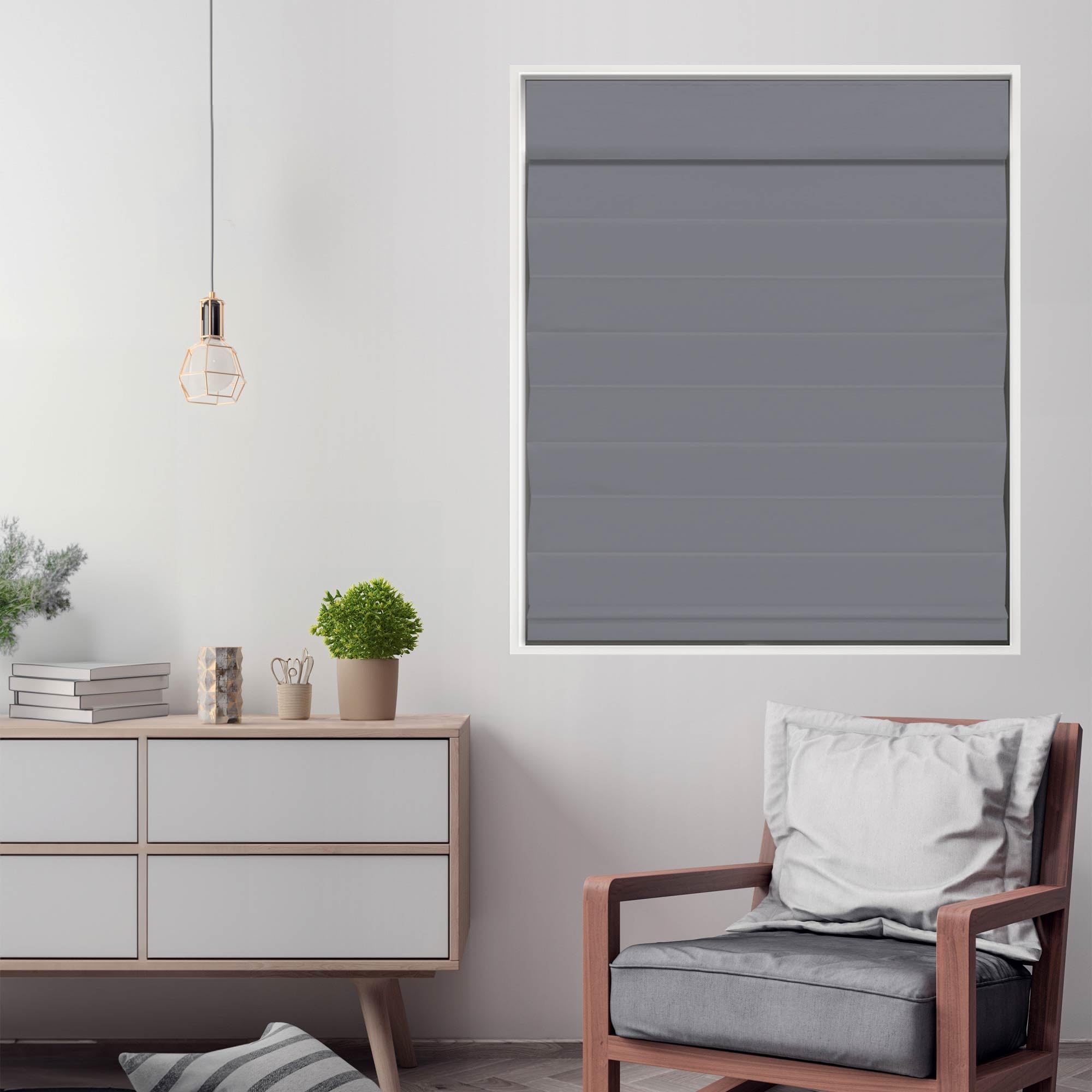 DEZ FURNISHINGS Cordless Blackout Roman Cellular Shade, 24″W x 72″H, Gray