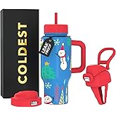 Coldest Tumbler with Handle & Coffee Lid - 100% Spill Proof Tumbler (3 Lids) - Stainless Steel Insulated Leakproof Tumblers for Women & Men - Cup Holder Friendly - 24 oz (Mr. Snowie)