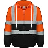 TCCFCCT Hi Vis Hoodie for Men Women Class 3 High Visibility Hoodie, Reflective Safety Hoodies for Men Workers, Surveyors, Hi Vis Sweatshirts for Men Dirt-resistant with Black Bottom, Orange XL