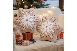 Lanpn Christmas Snowflake Pillows Set of 2, Christmas Decoration Winter Throw Pillows Decorative Throw Cushion for Sofa Living Room Bedroom Xmas Decor (17x17 inch)