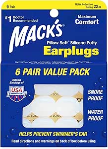 Mack's Pillow Soft Silicone Earplugs - 6 Pair, Value Pack – The Original Moldable Silicone Putty Ear Plugs for Sleeping, Snoring, Swimming, Travel, Concerts and Studying
