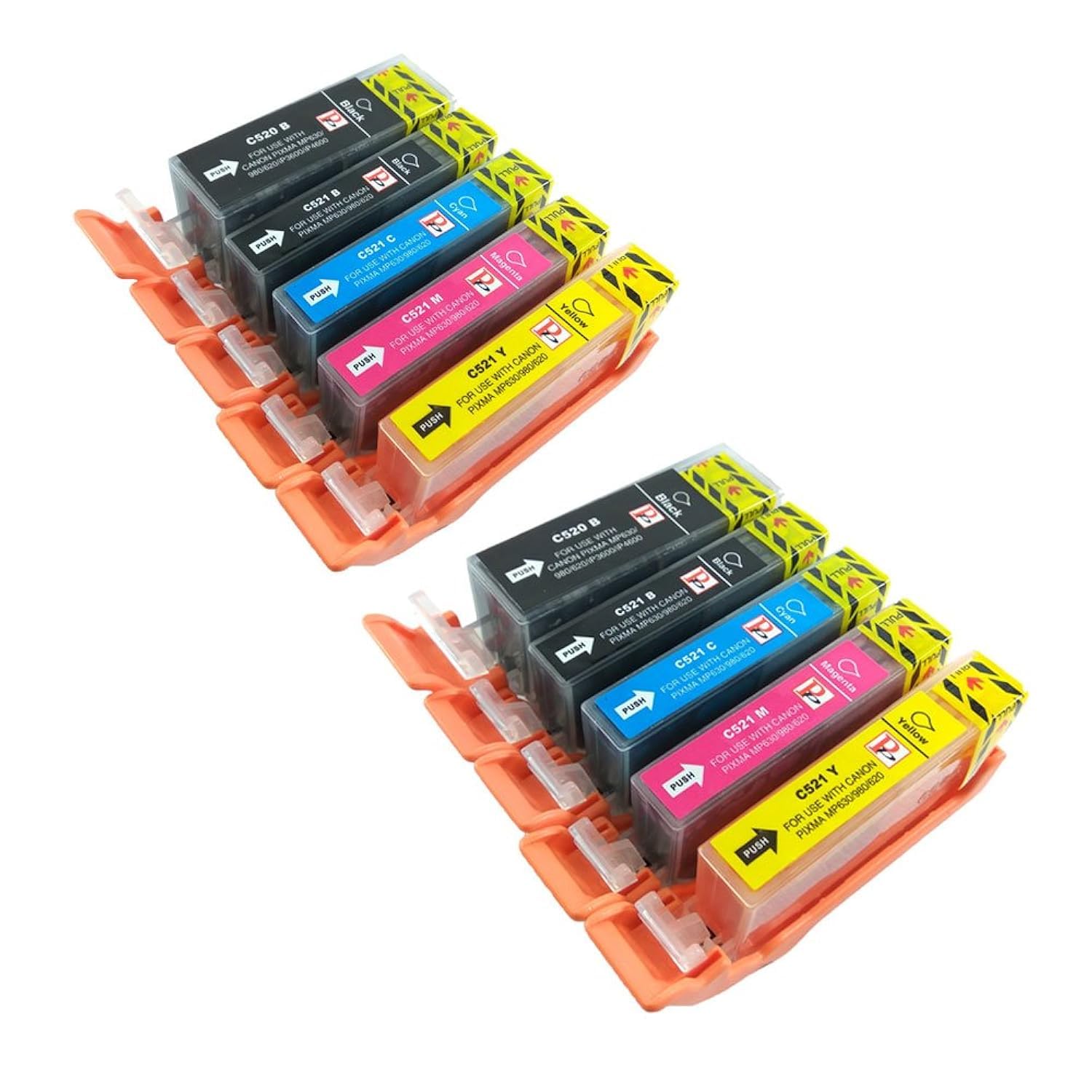 PerfectPrint Compatible Ink Cartridge Replacement for Canon Pixma Printer iP3600 iP4600 iP4700 MP540 MP550 MP560 MP630 MP980 MP990 MX860 MX870 PGI-520 CLI-521 (Black/Cyan/Magenta/Yellow, 10-pack)