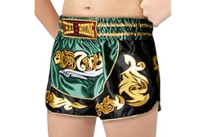 SIAMKICK Youth Muay Thai Shorts for Kids (4 Years - 10 Years) Boxing Kickboxing MMA Training Trunk for Boys and Girls