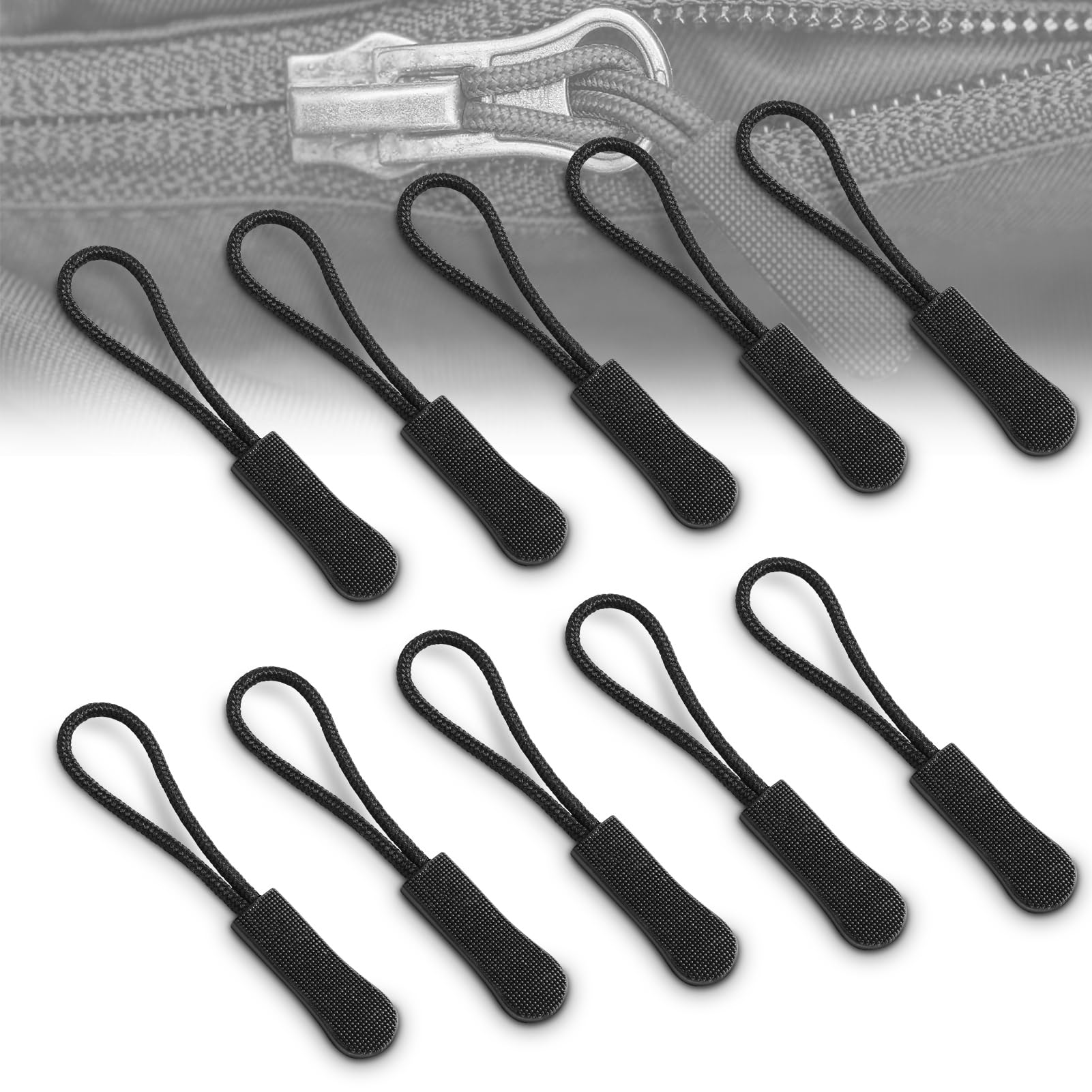 10PCS Zip Fastener, Zip Fastener Pull, Zipper Pulls Zip Tags Cord Pulls Zip Fastener Extension Zip Fixer Zip Slider Replacement for Backpacks, Jackets, Luggage, Purses, Handbags