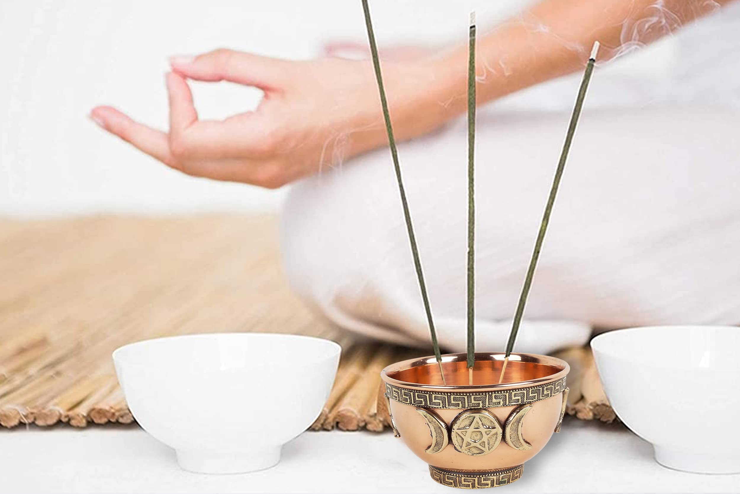 Indian Consigners Small Altar Witchcraft Serving, Offering or Smudging Bowl (Triple Moon Bowl)