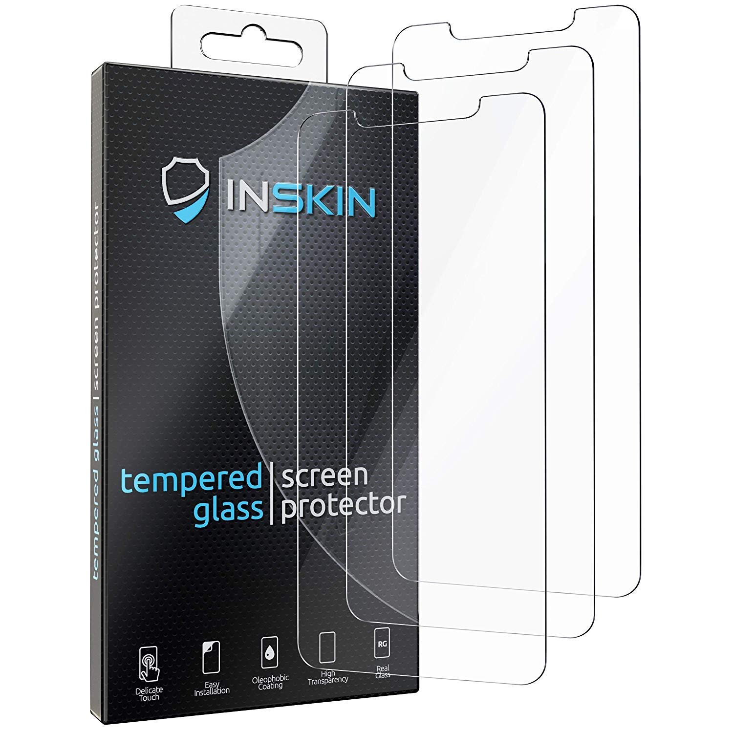 Inskin Tempered Glass Screen Protector, fits iPhone 11 Pro Max and iPhone XS Max 6.5 inch - 3-Pack, Case-Friendly, 9H Hardness, Anti Scratch, No Bubbles Adhesive