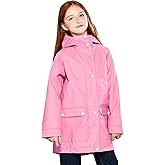 SOLOCOTE Kids Rain Jacket Hooded Lined Rubber RainCoats for Girls Boys Waterproof Windproof Size 5-14Y