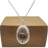 Cairui Design Dandelion Make a Wish Real Flowers Oval Glass Pendant 925 Sterling Silver Necklace for Women Handmade