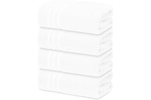 Tens Towels 4 Piece Bath Towels Set, 100% Cotton, 27 inches x 54 inches, Perfect Everyday Shower Towels, Light Weight, Quick Dry Towels for Your Bathroom (WHITE)