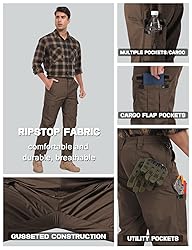 SPOSULEI Men's Cargo Work Pants Waterproof Ripstop