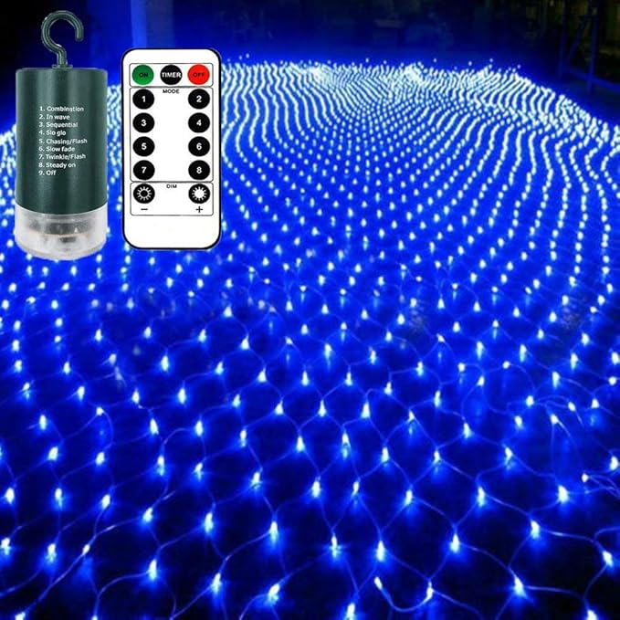 YXZQ 100 Led Garden Net Lights Outdoor Waterproof Battery Operated with