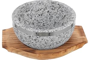 KALLORY Korean Stone Cooking Pot 16cm 600ml Natural High-Temperature Resistant Dolsot Bibimbap Bowl