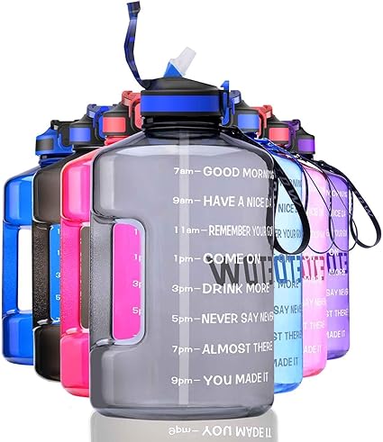 Etdw Gallon Wasserflasche Mit Zeitmarkierung Bpa Frei 350 Ml Grosse Wasserflasche Mit Strohhalm Auslaufsicher Click Pop Up Sport Wasserflasche Grau Amazon De Baumarkt