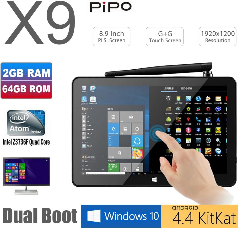 TOZO PIPO X9 64GB Mini Computer 8.9" 1920x1200 PC TV Box Desktop Intel Z3736F Quad Core Windows10 Android 4.4 Kikat Dual Boot Mini PC 2GB RAM 64GB ROM