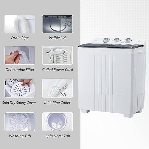 Homguava Portable Washing Machine 20Lbs Capacity Compact Washer
