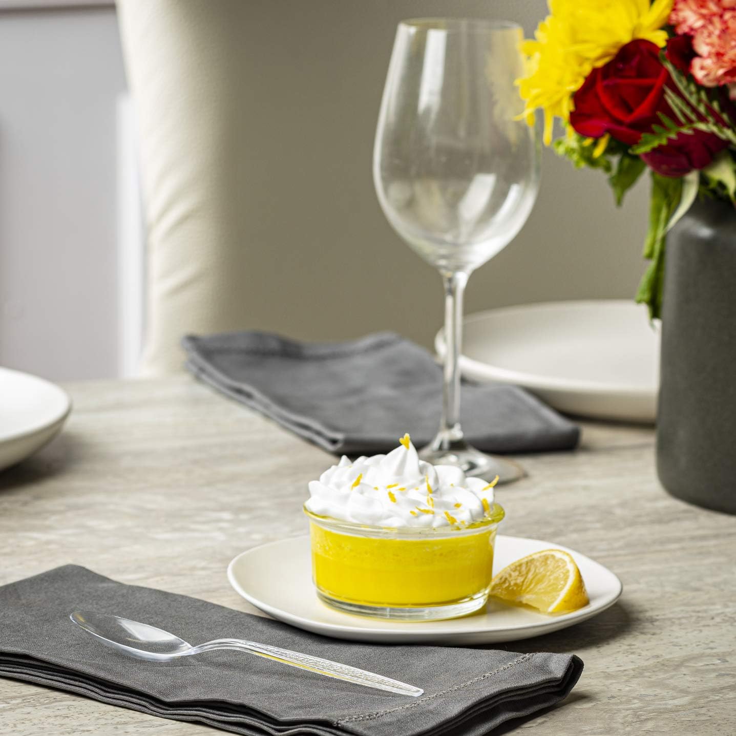 [100 Pack] Heavyweight Disposable Clear Plastic Tea Spoons: Kitchen & Dining