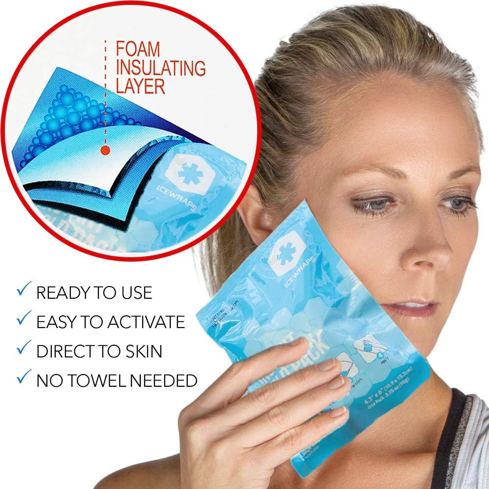 ICEWRAPS Small Instant Cold Breakable Ice Packs - 50 Count Emergency Disposable First Aid Cold Compress for Travel, Sports, Team Events, Outdoor Activities: Health & Personal Care