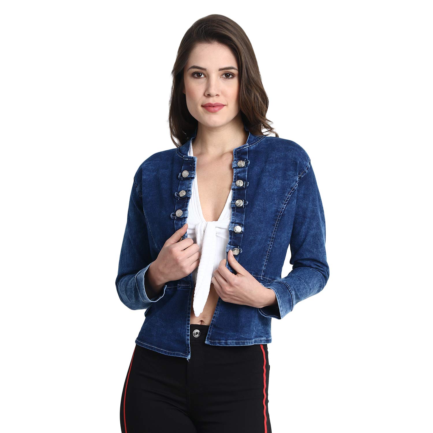 cutewin women's denim slim fit jacket (x-large)
