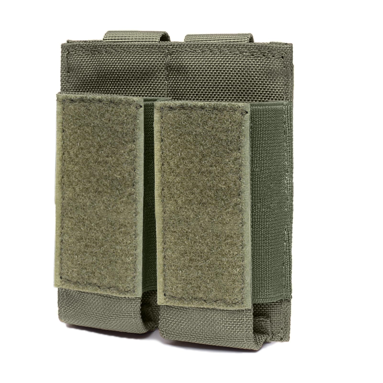 Azarxis Tactical Pistol Mag Pouch Holder Double Triple Molle Magazines Carrier Holster Bag with Front Loop Panel Fast Access (Green - Double Pockets) — image 1