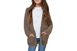 CNJFJ Girls Casual Open Front Long Sleeve Cardigan Pocket Fashion Sweater Outwear