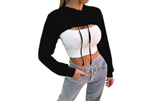 BEJONS Women Long Sleeve Cropped Super Crop Top Hoodies Sweatshirt Aesthetic Punk Hip Hop Dance Sexy Rave Cloth