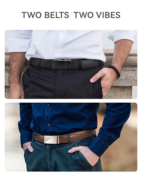 CHAOREN LEATHER RATCHET BELT MEN 2 PACK – CUSTOMIZABLE FIT, EFFORTLESS STYLE (35MM)