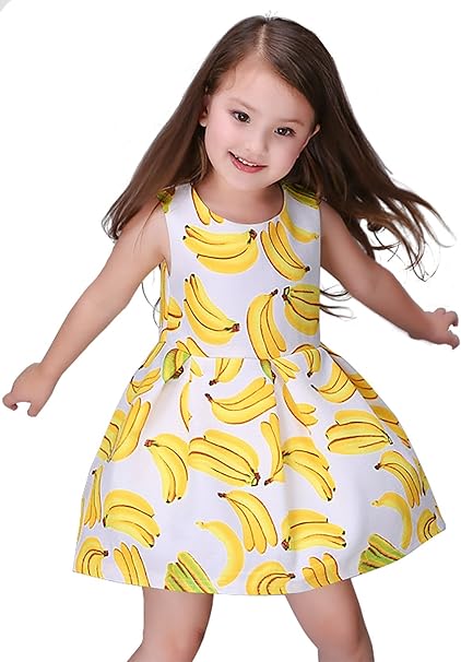 Amazon Newill 子供 女の子 バナナ柄 夏ぽい ふわふわ ワンピース チュニック 通販