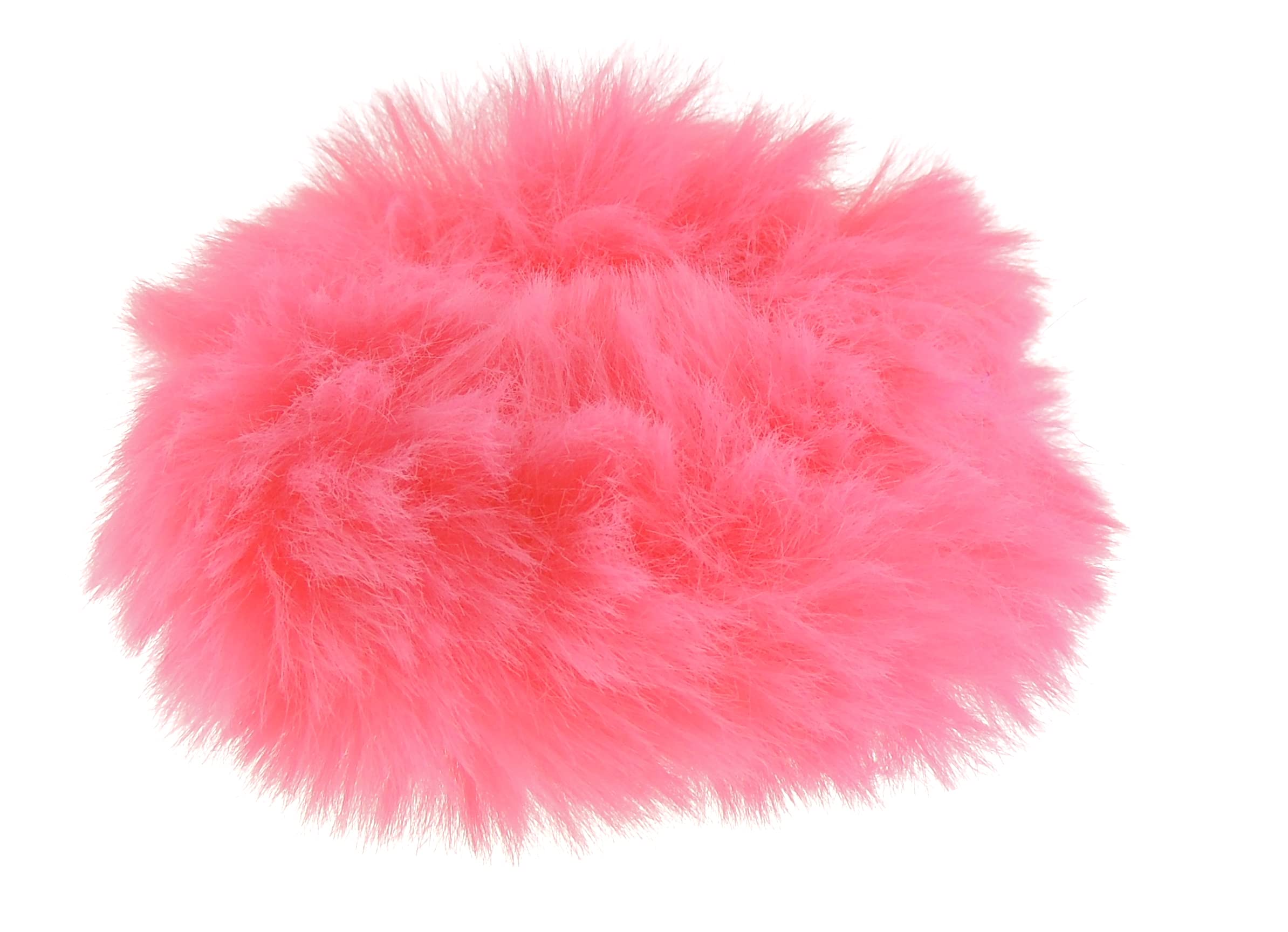 Cute Womens Girls Soft Plush Faux Fur Fabric Winter Sleep Christmas Birthday Wedding Bridesmaid Party Ponio Tie Elastic Accessories Bobbles Ponytail Holder Band Hair Scrunchie (Bright Coral)