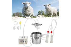 VEVOR Goat Milking Machine, 0.8 Gal / 3 L Food-Grade Stainless Steel Bucket, with 5200 mAh Rechargeable Battery, 2 Teat Cups,
