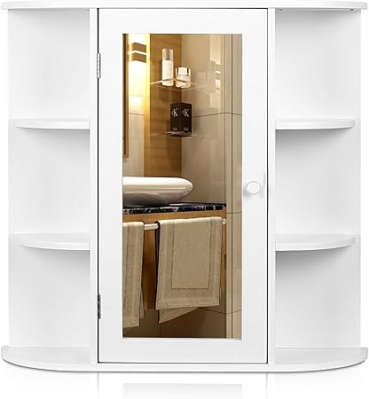 Homfa Armario de Pared con Espejo Armario de baño Armario Cocina con 1