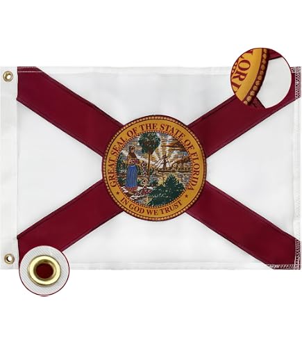 Florida State Seal Desk Flag – 4x6 Inch Miniature Flag On 9" Staff (Sewn Edges)