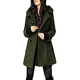 Tanming Women's Warm Double Breasted Wool Pea Coat Trench Coat Jacket with Hood