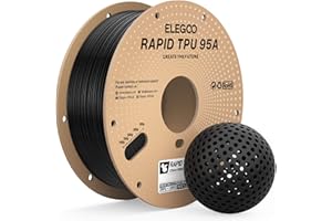 ELEGOO TPU 95A Filament 1.75mm Black 1 KG, High Speed 3D Printing Filament, Flexible & Impact-Resistant, Dimensional Accuracy