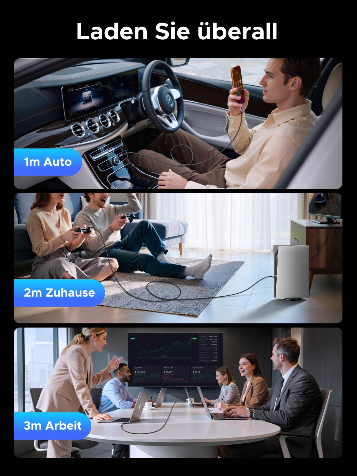 UGREEN 240W USB-C auf USB-C Kabel mit Digital Display, PD3.1 Schnellladekabel mit 480 Mbps Datenübertragung und E-Marker Chip für iPhone17/ 16/15/14/13,Galaxy S25/S24, MacBook, iPad Pro（1M） 5