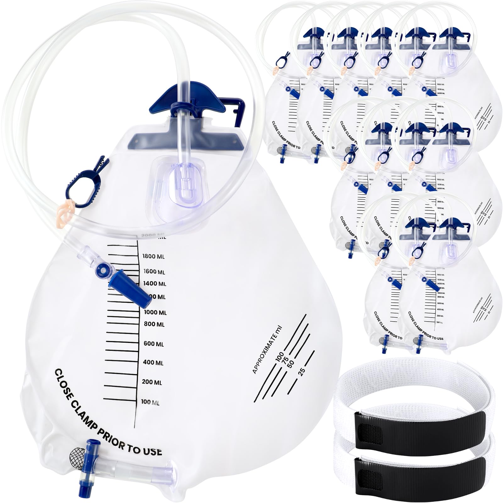 Photo 1 of TrelaCo 10 Pcs Catheter Leg Bag for Men 2000 ml Urinary Drainage Leg Bag with Anti Reflux Valve Catheter with 2 Anti Slip Foley Bags Stabilization Device Holder for Men Women