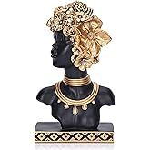 XIYOUQI African American Woman Bust Statue, Vintage African Figurines and Sculptures, Elegant Art Decor for Home and Office, Ornamental Accent for Living Room, Bookshelf – Perfect Housewarming Gift