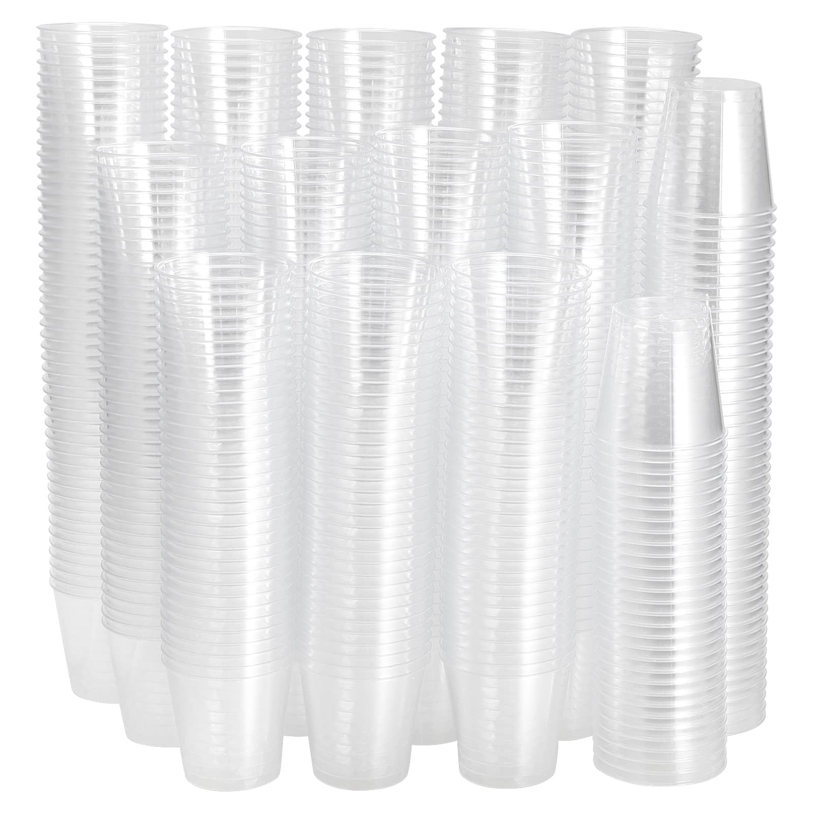 PINGEUI 600 Pack 1oz Clear Plastic Shot Cups, Mini Shot Glasses Containers for Drinks, Jelly, Sample, Sauce, Dipping