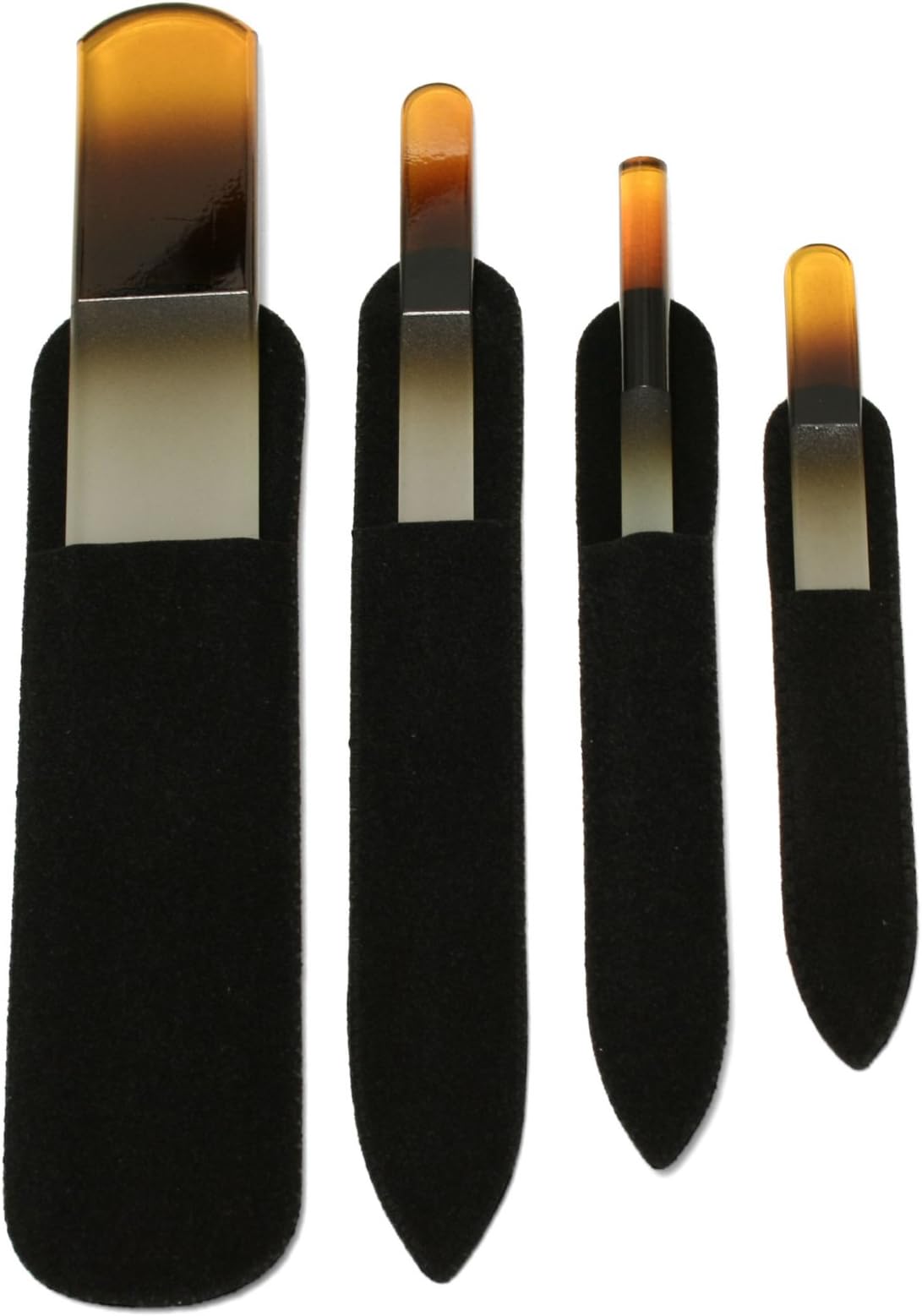 Pro Quality Manicure/Pedicure Dualsided Crystal Glass Nail File Set of 4 by GIGI Beautiful- Black