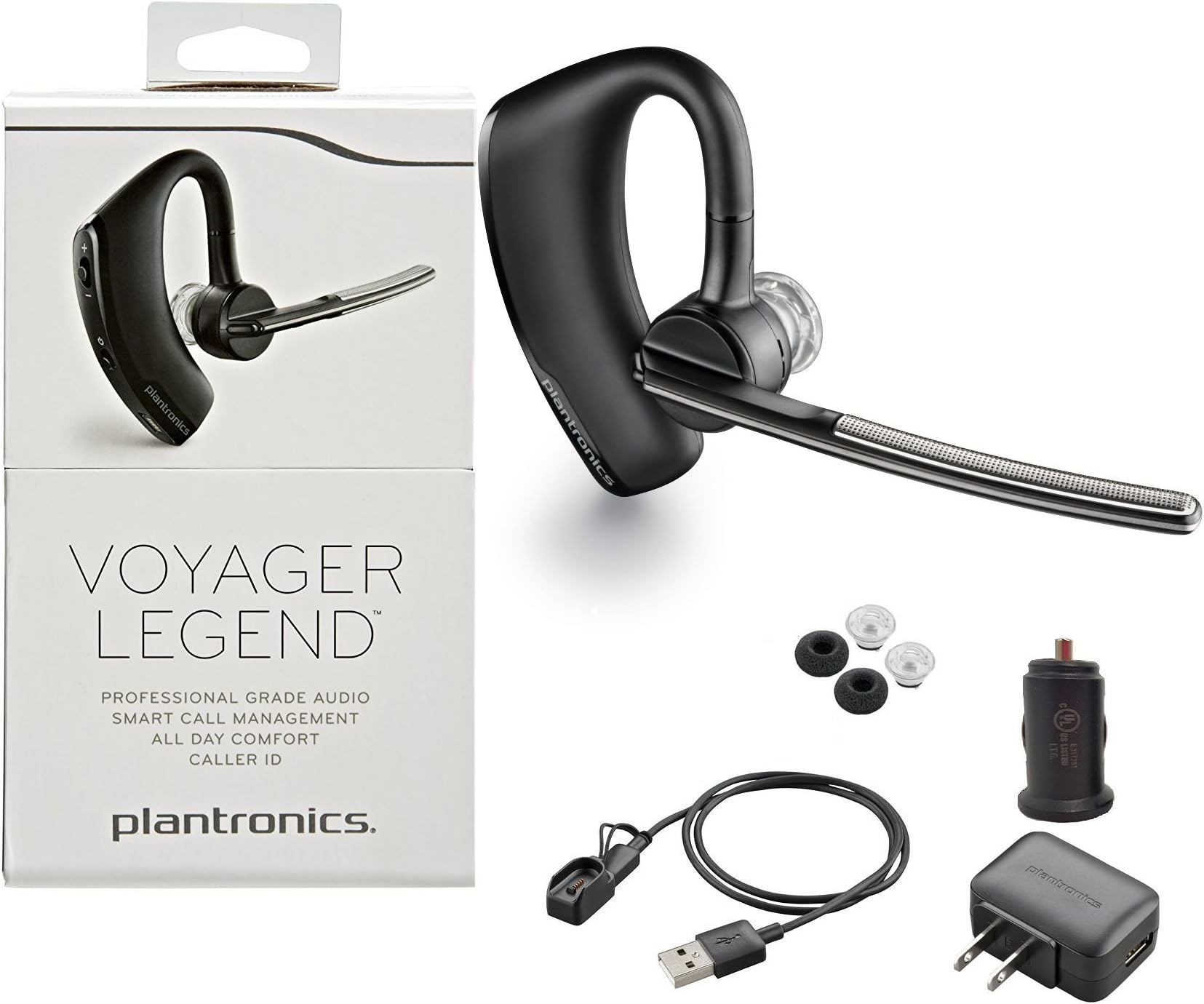 Plantronics Voyager Legend Wireless Bluetooth (Sweat Proof & Noise Cancelling) Headset - For iOS/Android - With Wall/Car Charger - (Certified Refurbished)