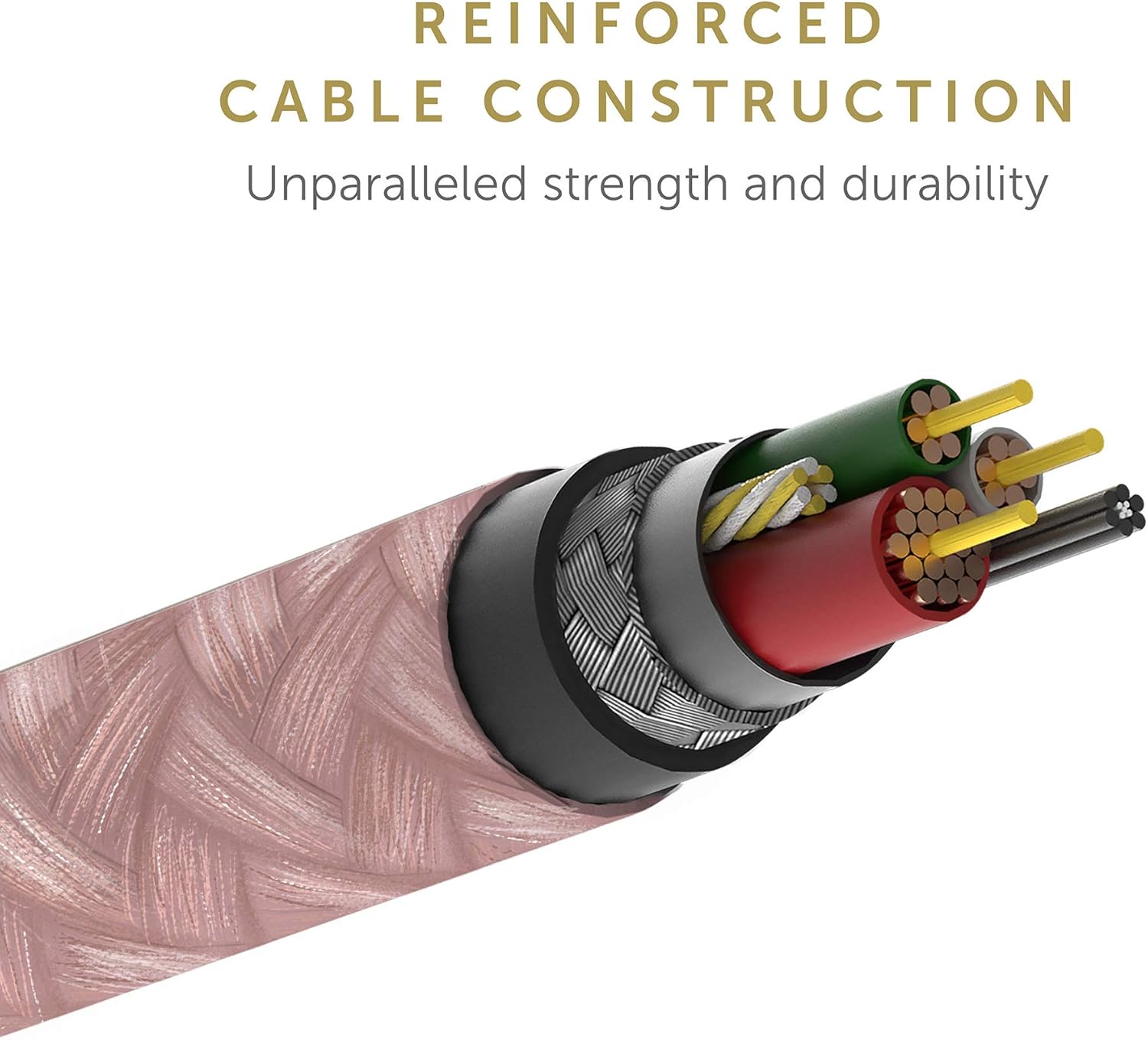 Native Union Belt Cable Universal - 6.5ft Ultra-Strong Reinforced [Apple MFi Certified] Durable Charging Cable with 3-in-1 Adaptor for Lightning, USB-C and Micro-USB Devices (Rose)