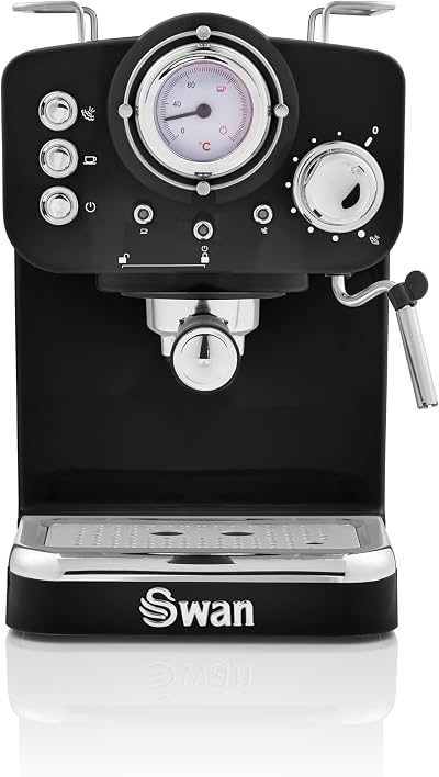 Swan Retro Espresso Coffee Machine SK22110BN with Milk Frother 1100W