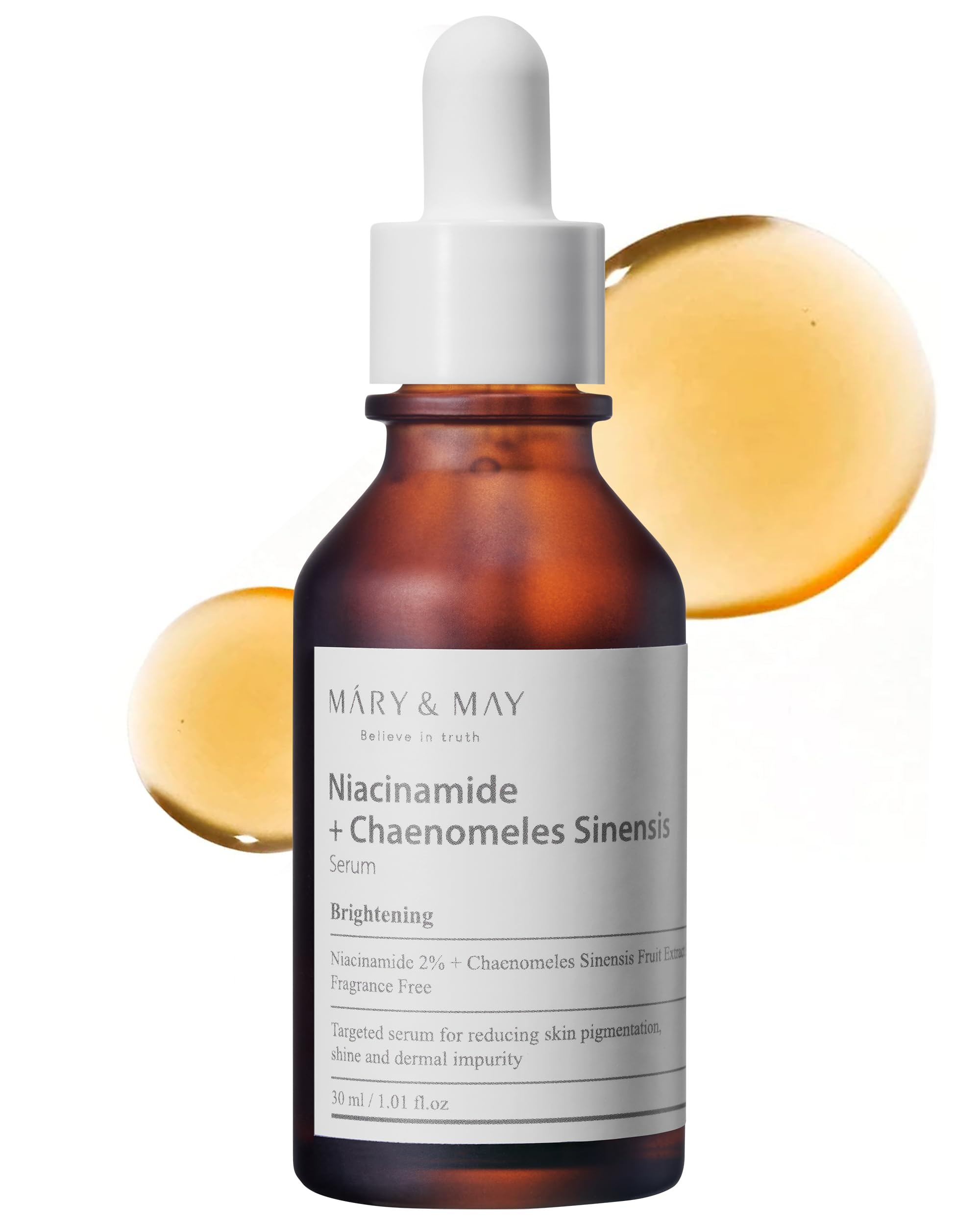 Mary&May Niacinamide Glow Serum 30ml – 93% Quince Extract & 2% Niacinamide, Only 8 Ingredients, Oil-Balancing for Pores & Uneven Tone, Fast-Absorbing & Fragrance Free – Vegan Korean Skincare