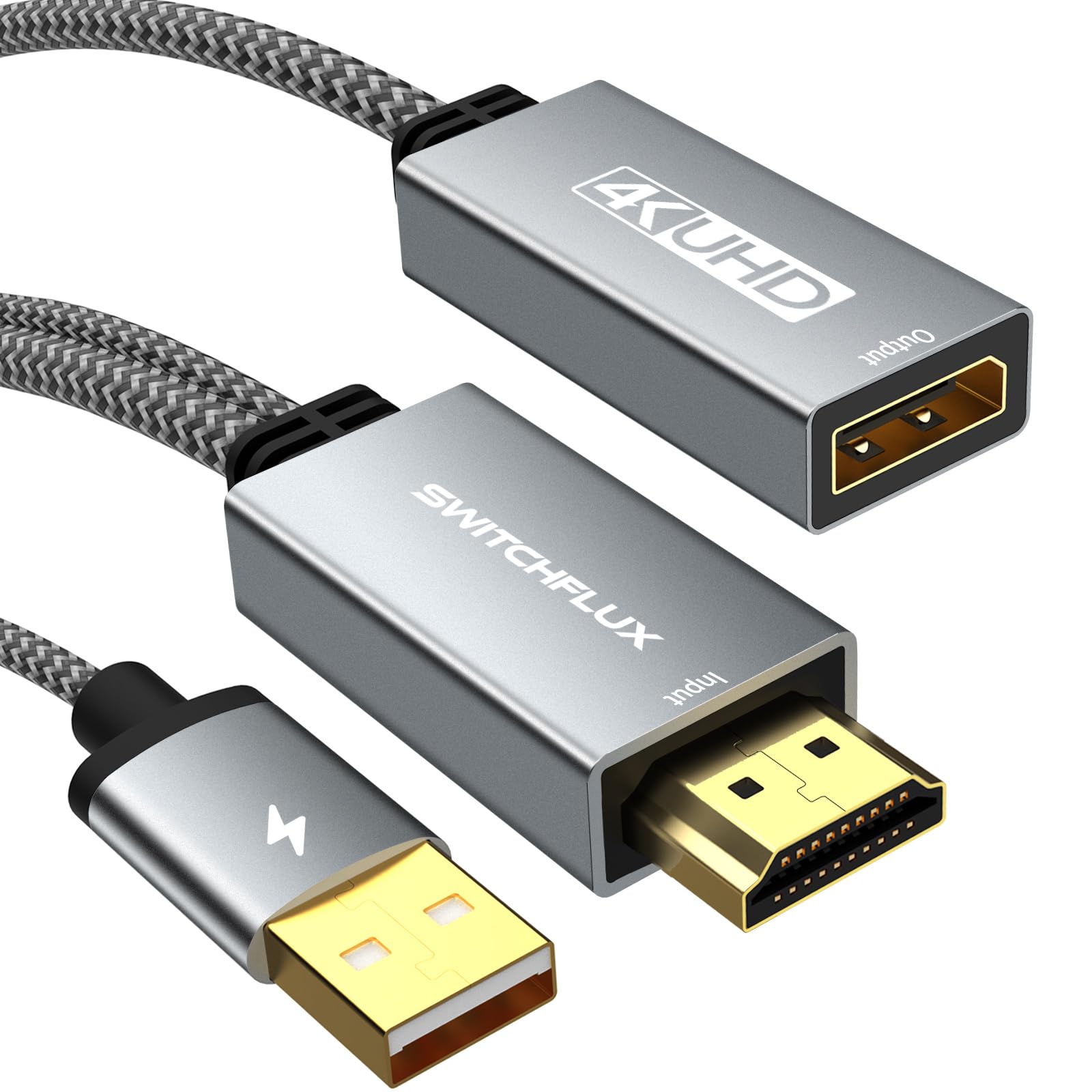 Photo 1 of SWITCHFLUX HDMI to Displayport Adapter, 4K@60Hz Active HDMI Male to DP Female Converter Adapter High Speed HDCP 2.2 Cable for PC,NVIDIA,AMD,NS,PS4/5,Xbox One/Series X (8.66 in)